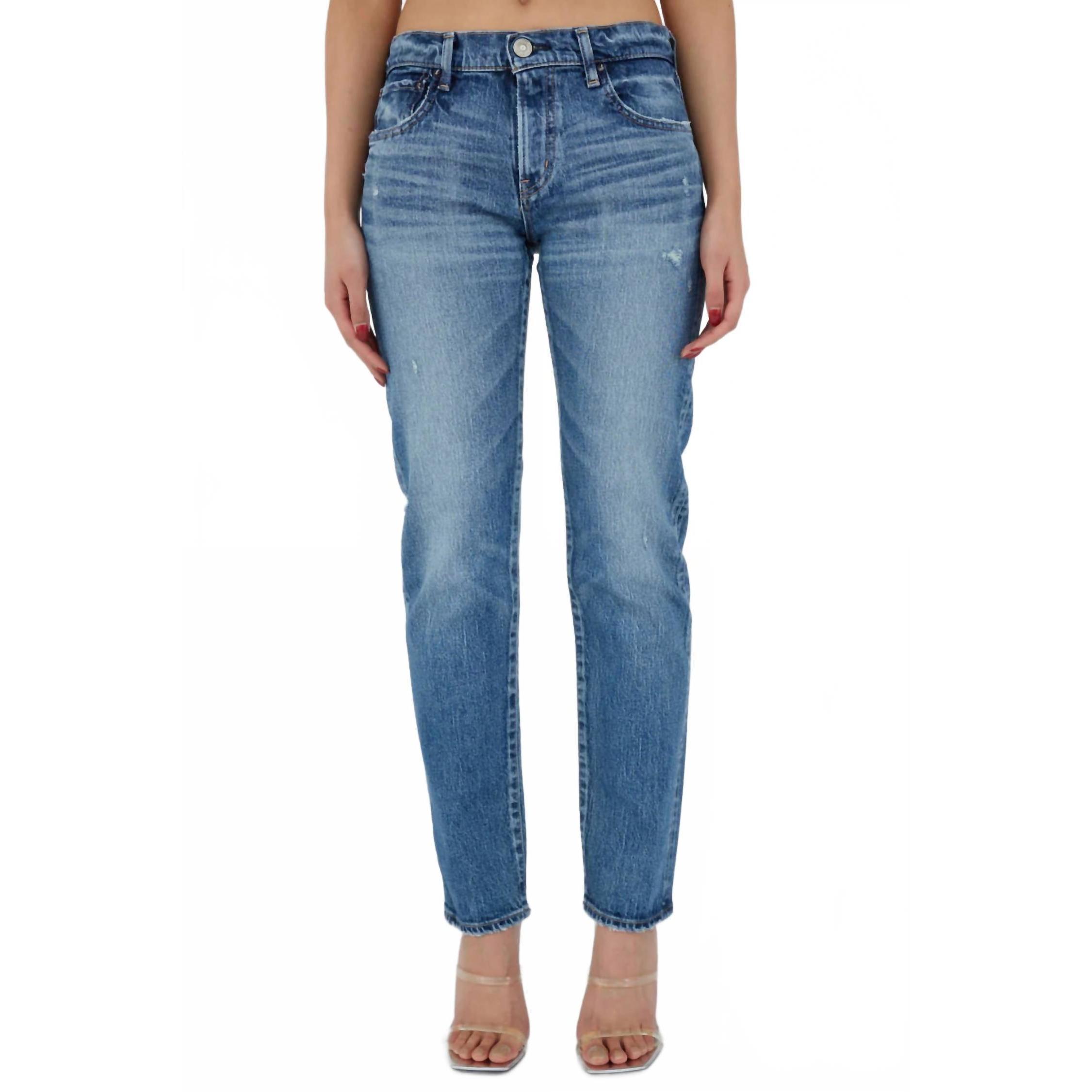New Moussy Mallard Slim Straight Jeans In Dark Blue